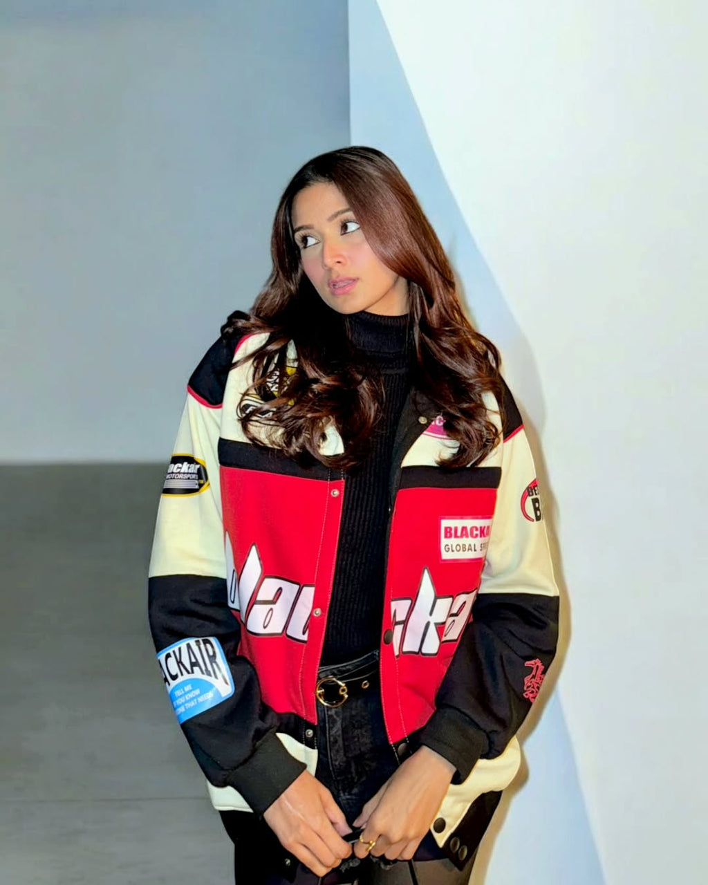 Black Air Vintage Jacket Red Edition – Retro Motorsport Jacket, Streetwear Outerwear