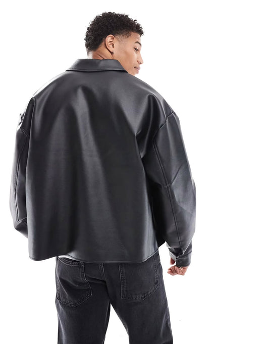 Black Faux Leather Jacket for Men & Women | Unisex Biker Jacket